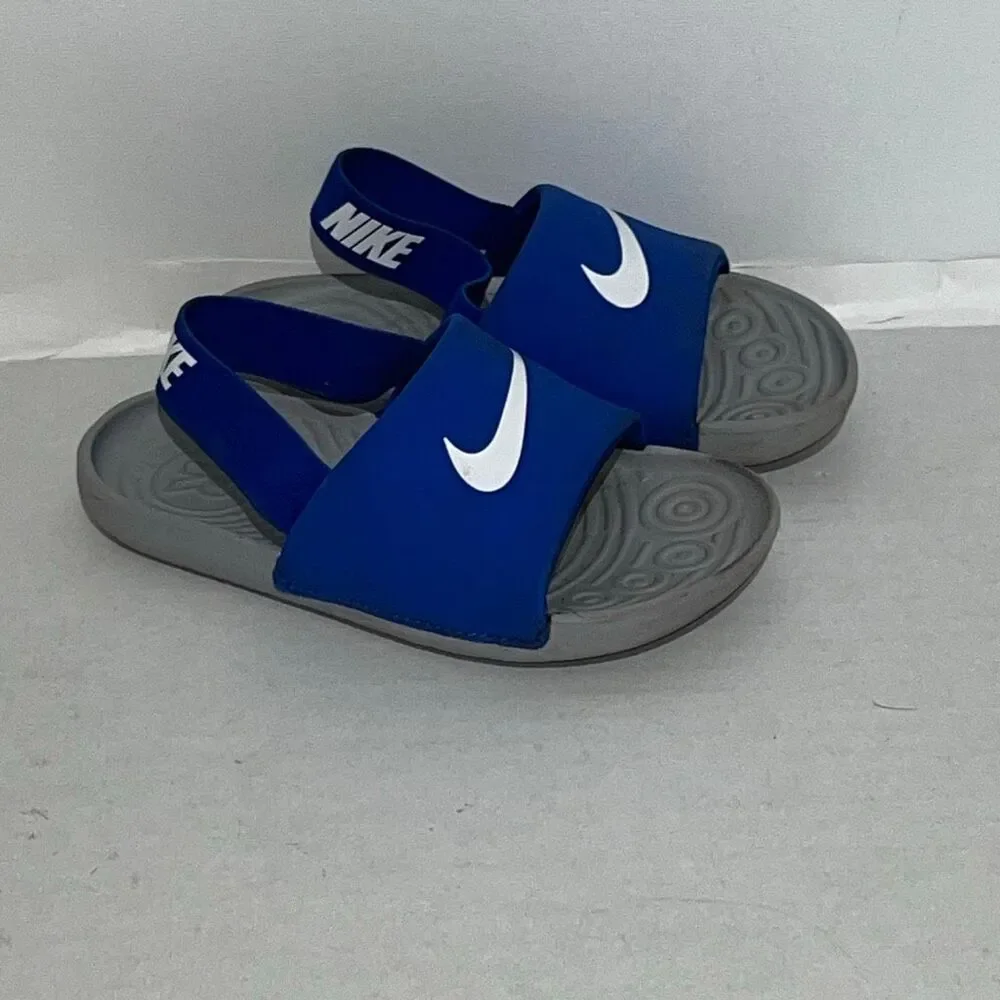 Nike Blue Gray Kawa Baby & Toddler Soft Strap Plush Foam Slide Sandals‎ Size 9C